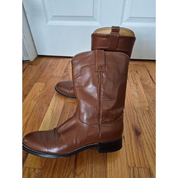 Tony Lama 7704 Vintage Western Cowboy Boots Mens 9B | Brown Leather Stitched main image 4
